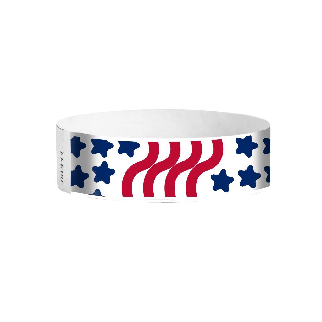 USA Stars & Stripes Tyvek® Wristbands (3/4") – Full Color (White Background)