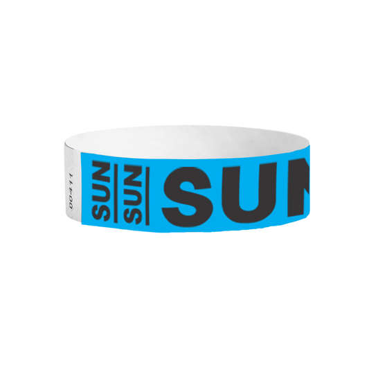 Sunday pattern Tyvek wristbands – blue day-of-the-week event wristbands