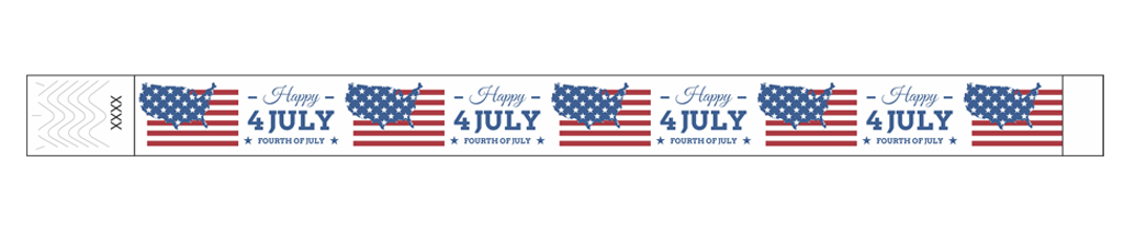 United We Stand “Happy 4 July” Tyvek® Wristbands (3/4") – Full Color