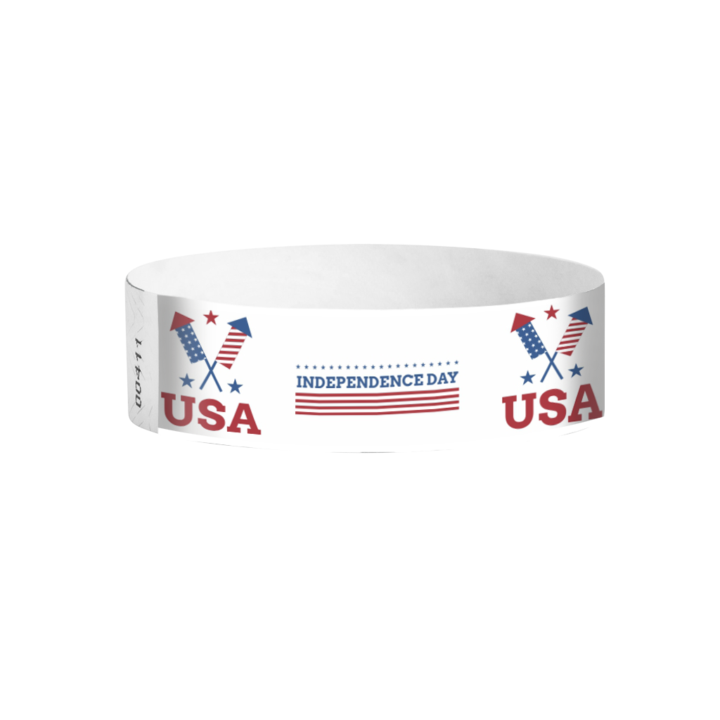USA Pride “Independence Day” Tyvek® Wristbands (3/4") – Full Color