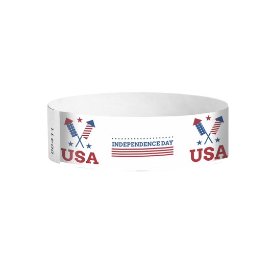 USA Pride “Independence Day” Tyvek® Wristbands (3/4") – Full Color