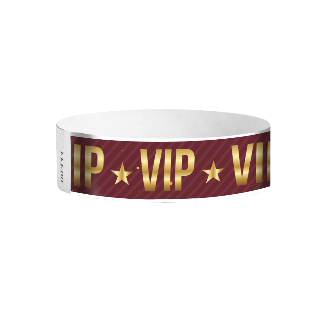 VIP burgundy star pattern Tyvek wristbands – premium VIP access control event bands