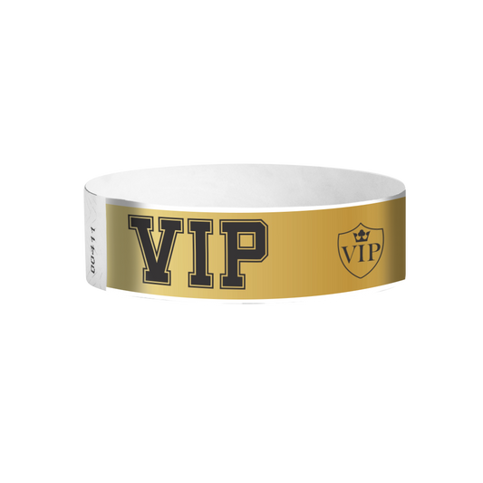 VIP gold pattern Tyvek wristbands – luxury gold paper wristbands for VIP sections and events