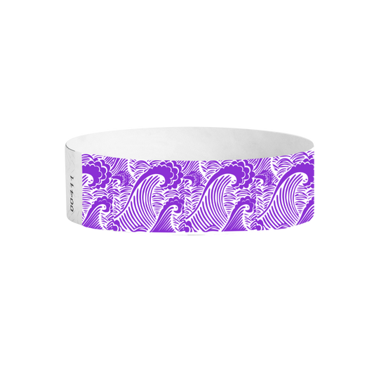 Waves Tyvek wristbands – water-wave patterned 3/4 inch wristbands for pools, beaches, and events