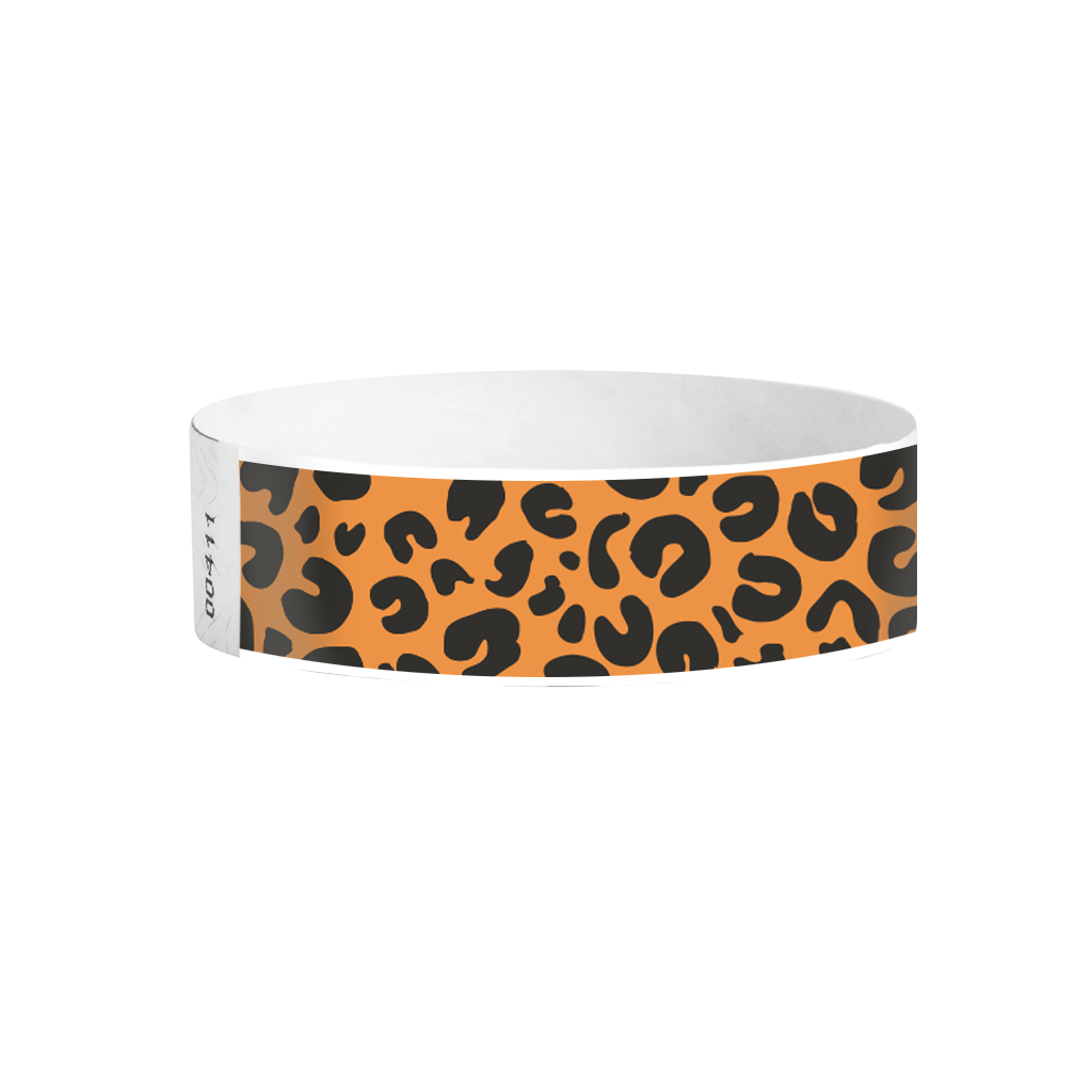 Wildcat pattern Tyvek wristbands – leopard print event wristbands for festivals and parties