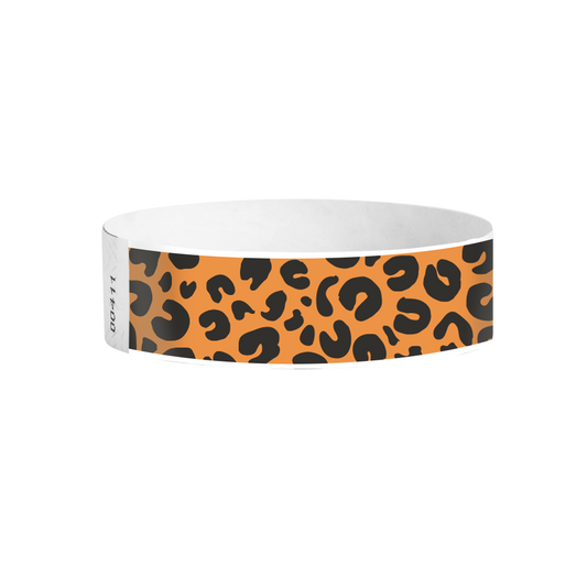 Wildcat pattern Tyvek wristbands – leopard print event wristbands for festivals and parties