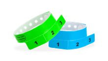 Custom vinyl 3-tab wristbands – tear-off tab wristbands for festivals and multi-use events